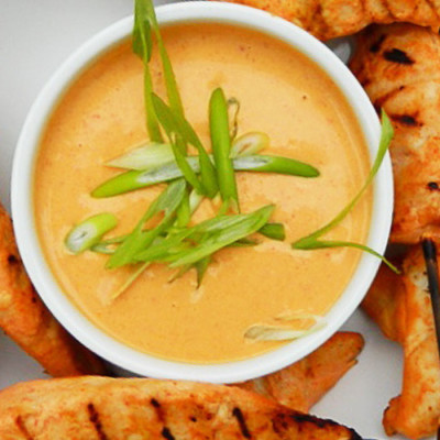 Chicken Satay with Coconut Curry Dipping Sauce