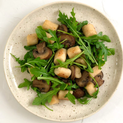 gnocchi with mushrooms and arugula