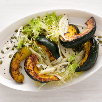 roasted squash salad with tahini-honey dressing